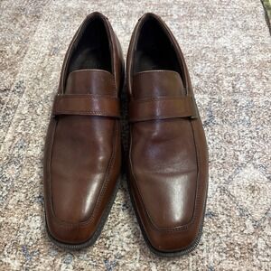 Ecco Edinburgh Leather Loafer Black Mens Size US 12 EU 45 Dress Slip